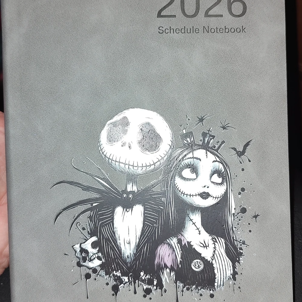 Gray Schedule Notebook with Gothic Illustration